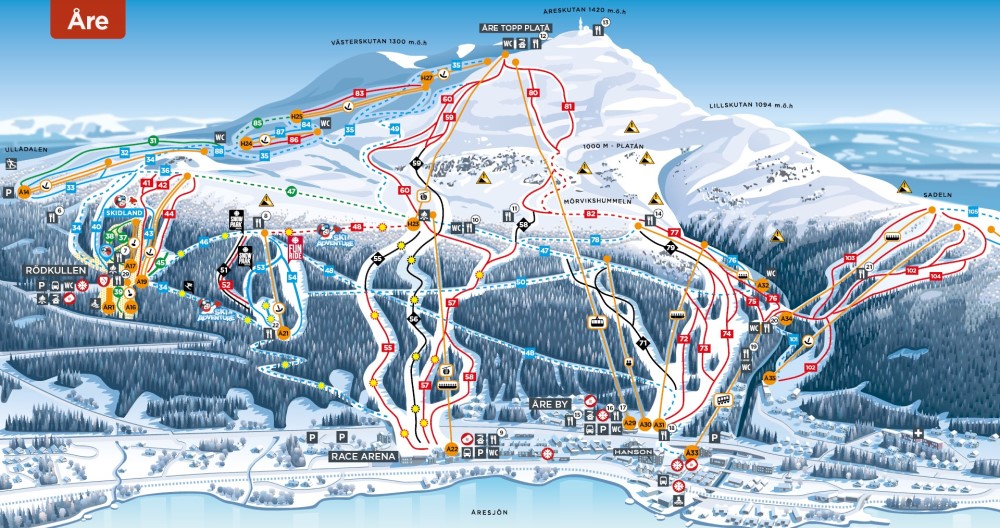 Pistekaart van Åre.